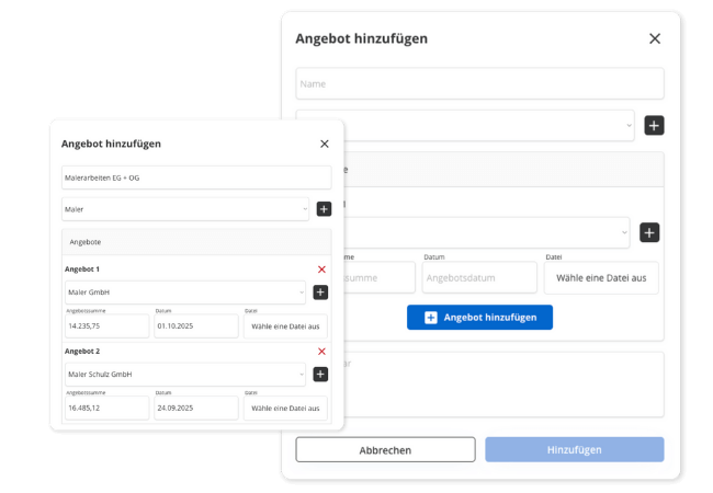 Erfasse deine Hausbau Angebote zentral an einem Ort, um nie den Überblick zu verlieren