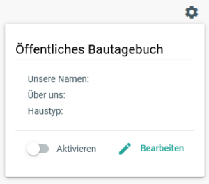 POCASIO öfentliches Bautagebuch aktivieren