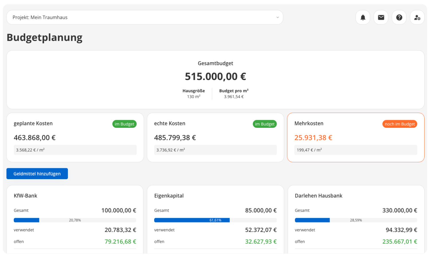 POCASIO Budgetplanung