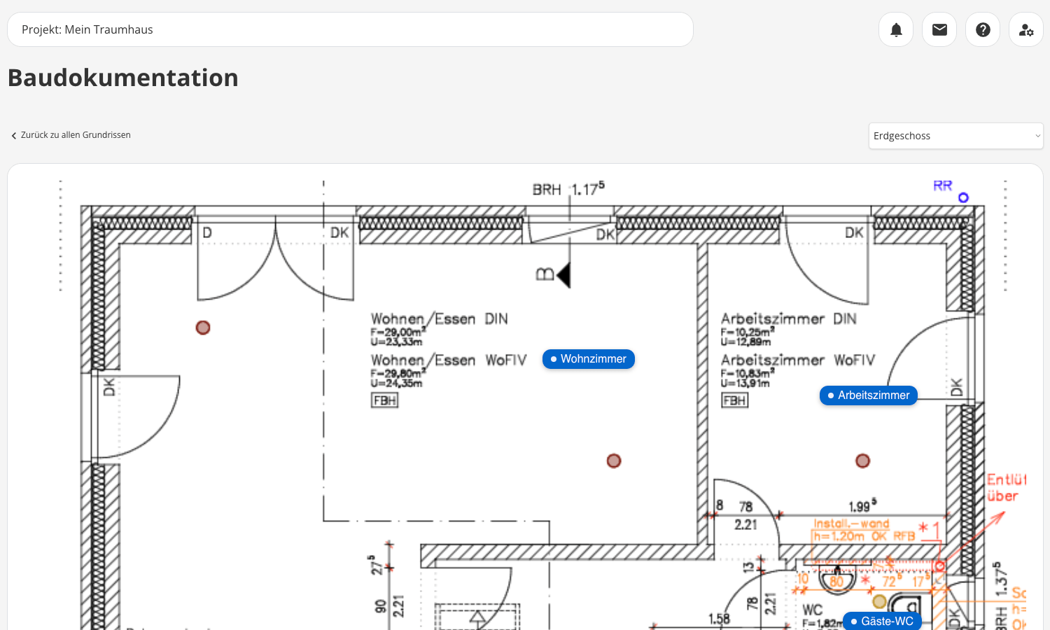 Baudokumentation - Baudoku mit Grundriss und Räumen